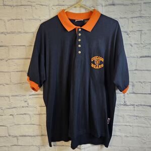 Vintage 90s Chicago Bears The Edge Polo Shirt Men Size XL Blue Short Sleeve